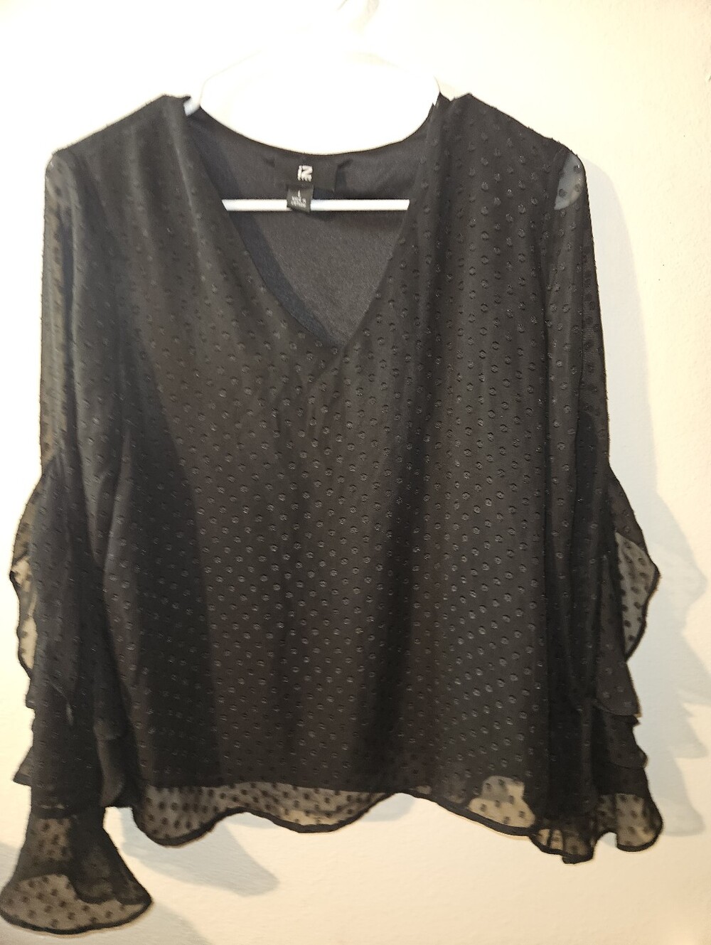 Iz Byer Womans Long Sleeve Black Blouse Size L